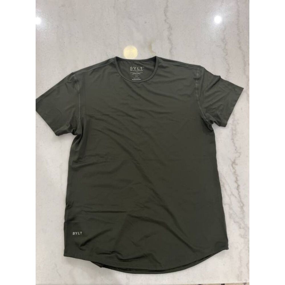 BYLT Premium Basics Men's L Olive Drop Cut Performance+ Short Sleeve Tee